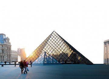 From left: Louvre Palace, Louvre Pyramid in Paris and the National Museum of Iran in Tehran