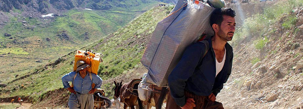 Border couriers are residents of mainly Kurdish-dominated provinces of West Azarbaijan, Kermanshah and Kurdestan who carry contraband on their backs through mountainous areas to earn their livelihood. 