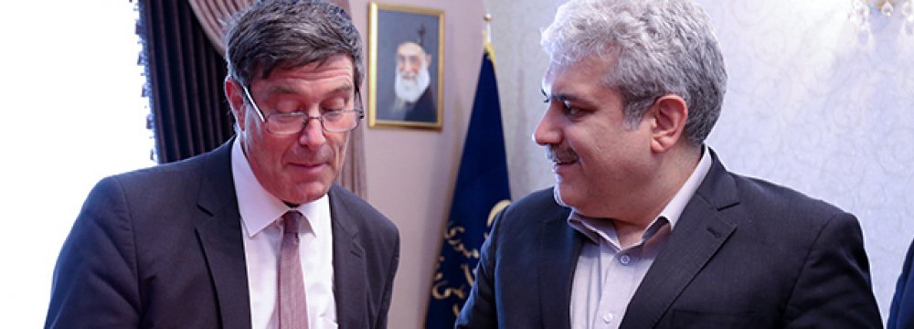 Sorena Sattari (R) met with Mauro dell’ Ambrogio in Tehran on May 9.