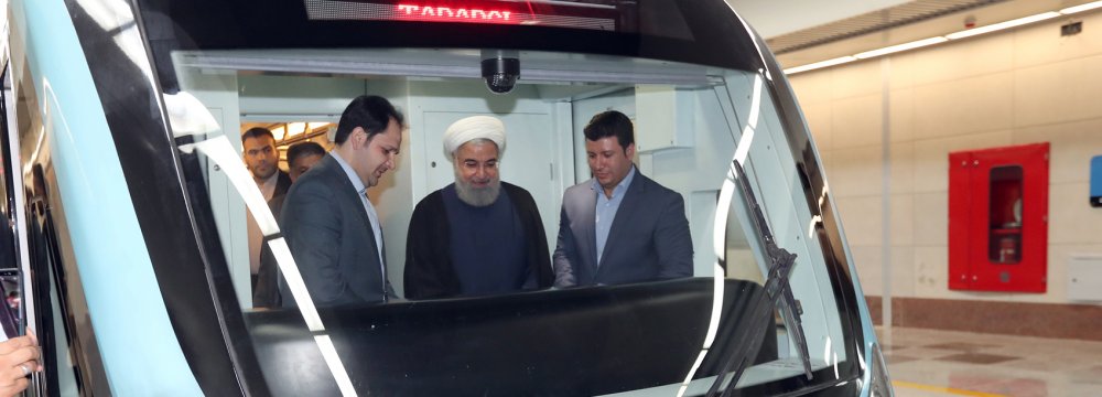 Rouhani Inaugurates Mashhad Subway Intersection