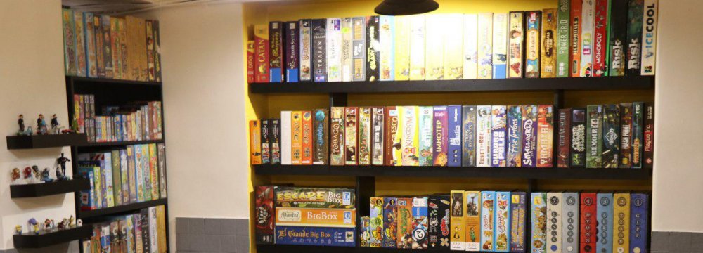 A view of board games in Café Geek