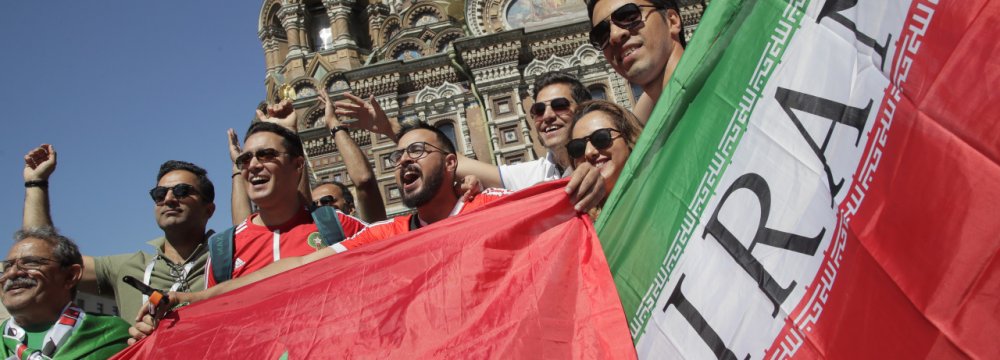 Iran and Morocco fans gathered in Saint Petersburg before the match.