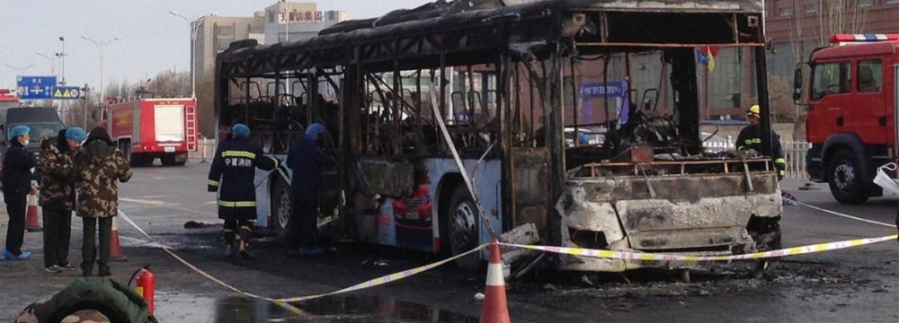 China Bus Fire Kills 14