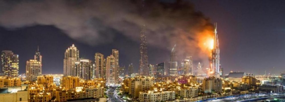 Dubai Skyscraper Burns