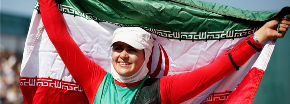 Female Archer Iran Flag-Bearer for Olympics 