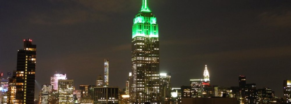 New York’s Empire State Building Lit Green for Eid