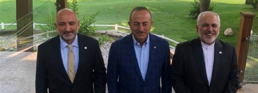 Iranian, Turkish, Afghan FMs Meet in Antalya