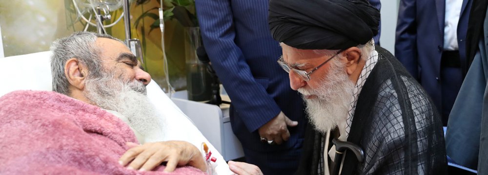 Leader Visits Senior Cleric at Tehran Hospital 