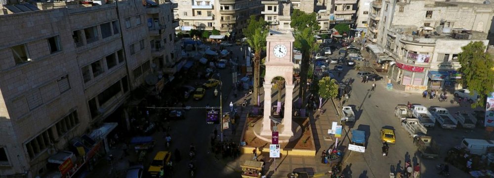 A general view of the rebel-held Idlib city on June 8, 2017.