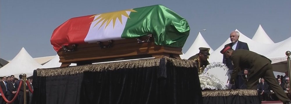 Zarif Attends Talabani&#039;s Funeral 