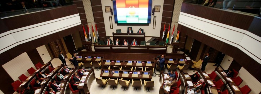 General view of the Kurdistan Parliament meeting in Erbil, Iraq September 15.