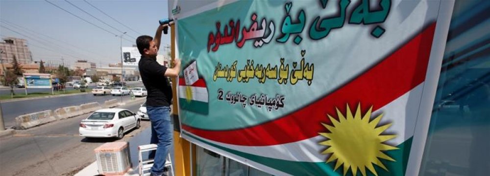 US Urges Kurds to Call off  Sept. 25 Independence Vote