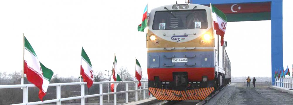 A completed section of the Astara-Astara railroad was tested late Friday after a train set off on a maiden journey from Azerbaijan to Iran’s border.  