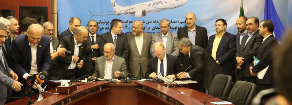 The deal is for Aseman to buy 30 737 Max jets from Boeing with an option for 30 more.