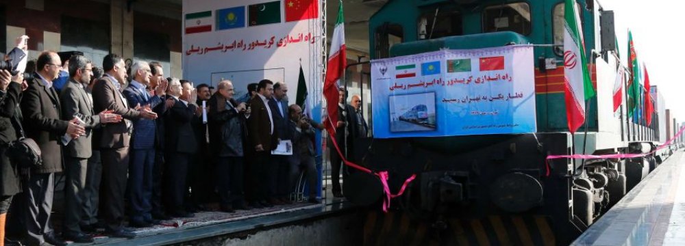 In a 2016 test, China and Iran drove a train from the port of Shanghai in eastern China to Tehran in just 12 days, a journey that takes 30 days by sea.