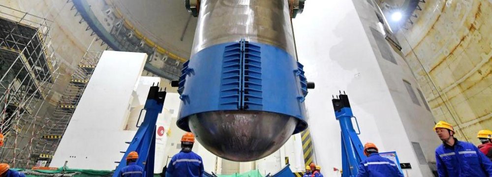 China Loading Fuel at AP1000 Nuclear Reactor