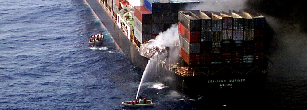 Blaze Hits Ship at Sharjah Port