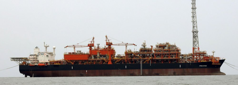 Iran is now drawing crude from South Pars via an advanced $300-million floating production, storage and offloading vessel, named FPSO Cyrus.