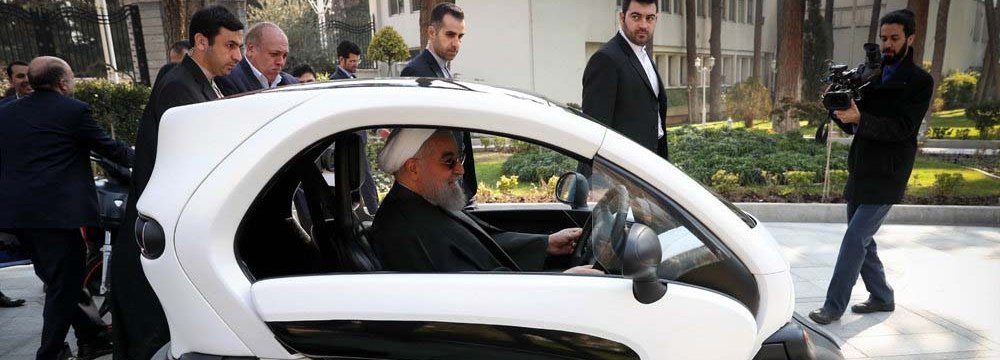 The Yooz two-seater quadricycle is Iran’s first domestically produced electric vehicle. 