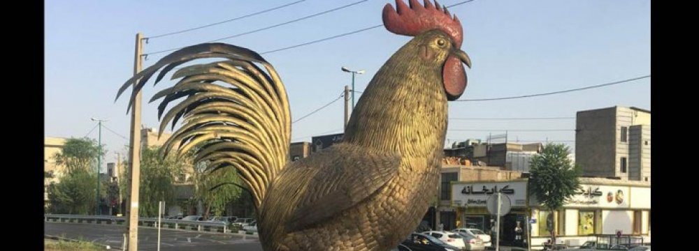 5 Meter Rooster Statue in East Tehran 