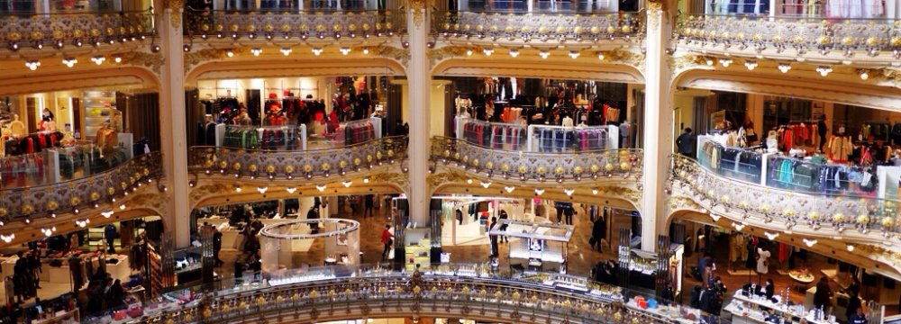 French people shopping in Paris during Christmas.