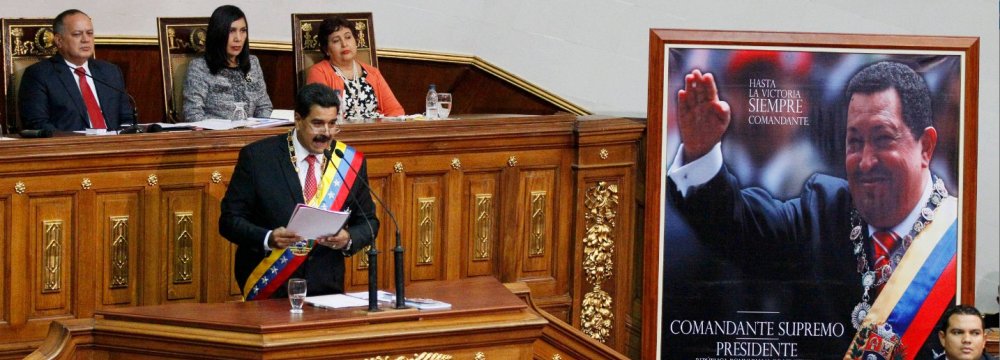 Nicolas Maduro, speaking to the country’s legislature.