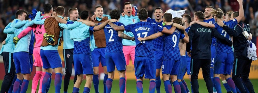 Croatia squad celebrates the World Cup berth.