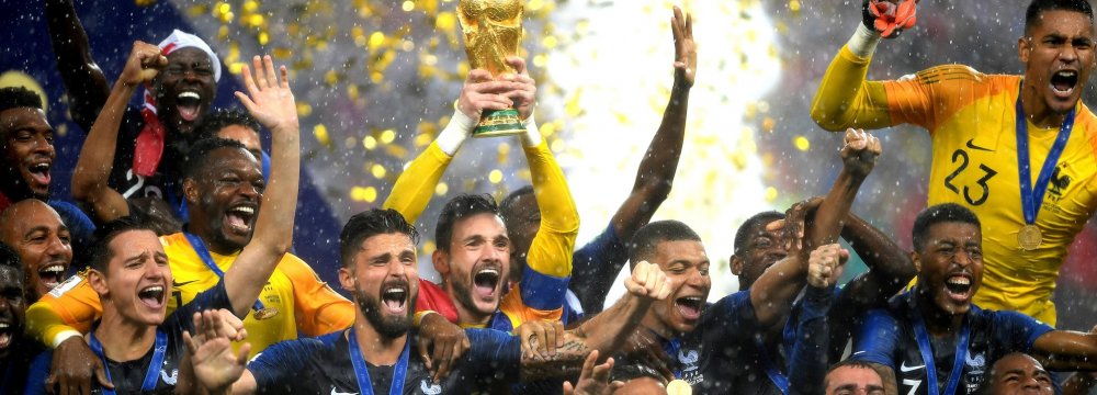France team celebrate winning the World Cup.