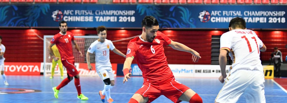 Iran gained its second decisive victory after thrashing Myanmar 14-0 in the first group match.