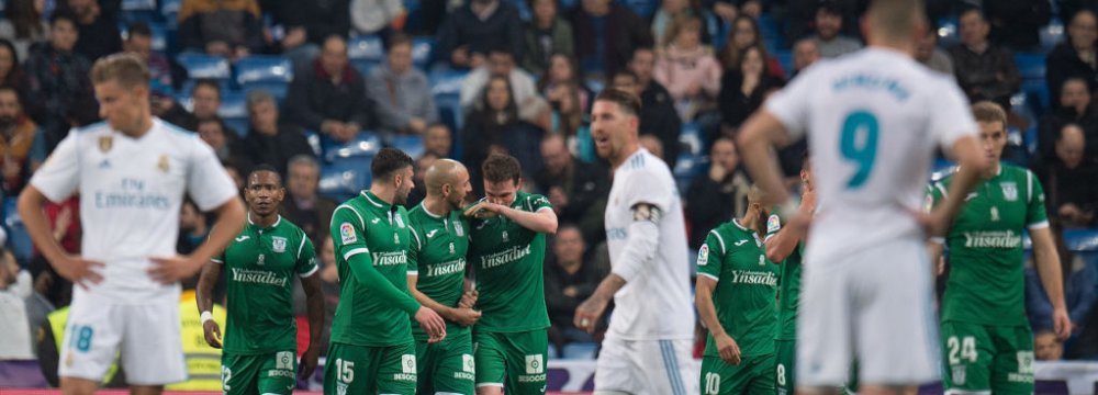Real Madrid was knocked out of the cup after a shock 2-1 loss to Leganes, which is 13th in La Liga.