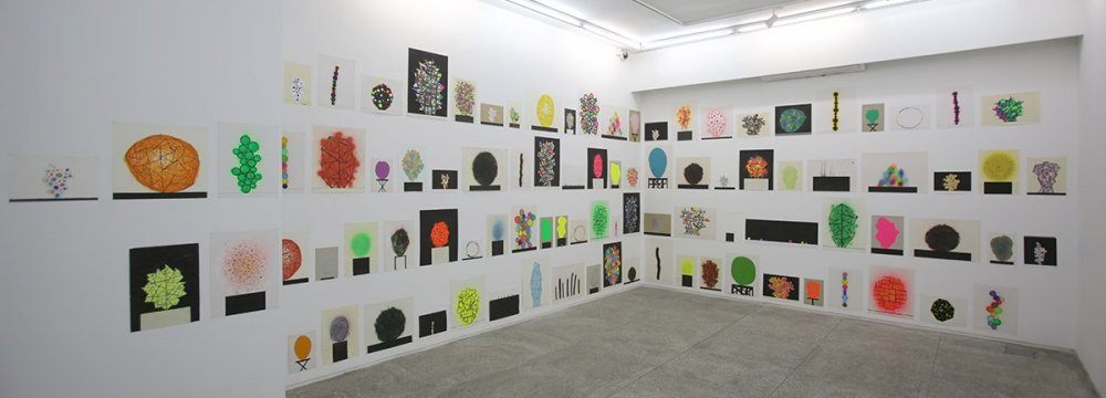 A view of David Batchelor’s works at the gallery