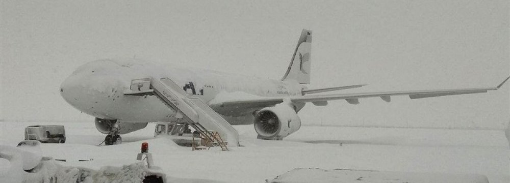 Due to the heavy snow, flights to and from Tehran and airports  in other snow-covered cities were canceled on Sunday.