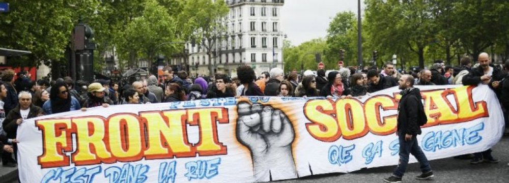 Paris Protestors Oppose Macron