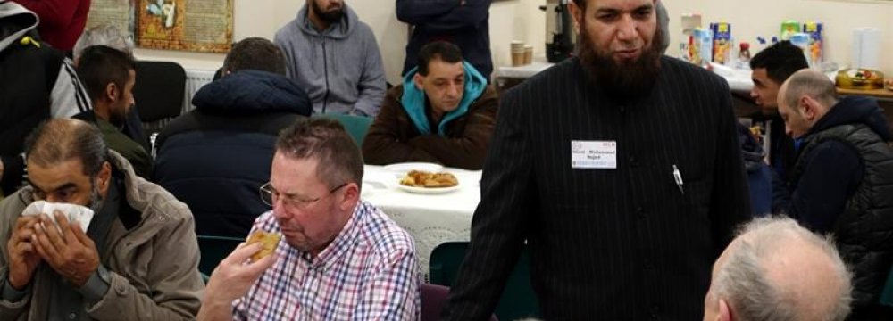 Tea and South Asian pastries were on offer for those who participated in the “Visit My Mosque” project across Britain on Feb. 5.
