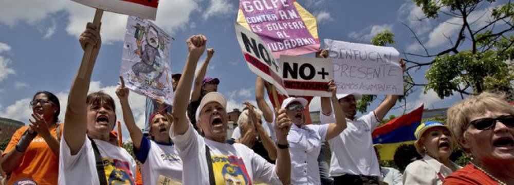 Protests were held in Caracas, Venezuela, on April 1.