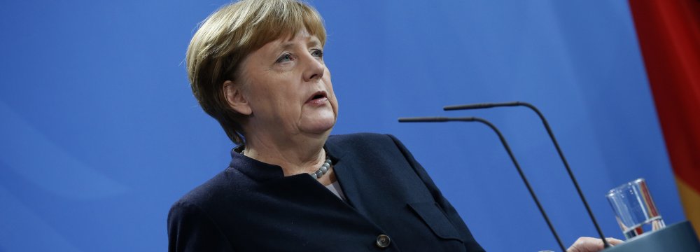 Europe’s destiny lies in its own hands, German Chancellor Angela Merkel said on Monday in