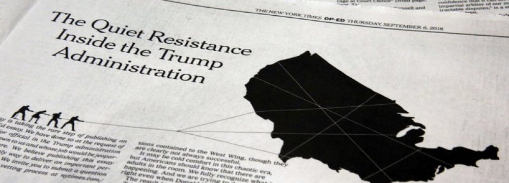 The New York Times published an anonymous opinion piece titled “I Am Part of the Resistance Inside the Trump Administration” on September 5.