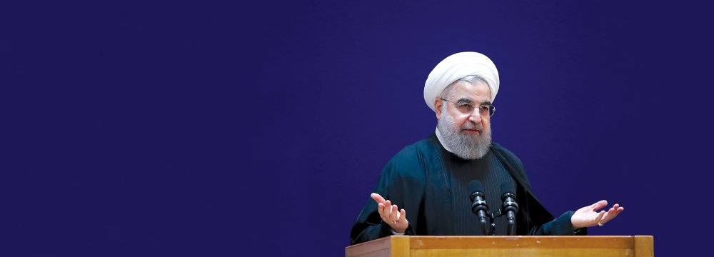 President Hassan Rouhani says the government had to deposit this sum at a time when it was grappling with unprecedented financial crisis as a result of declining oil revenues.