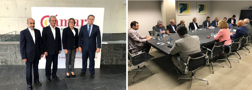 ICCIMA chief Gholamhossein Shafei met with various Spanish officials to resolve trade issues.  