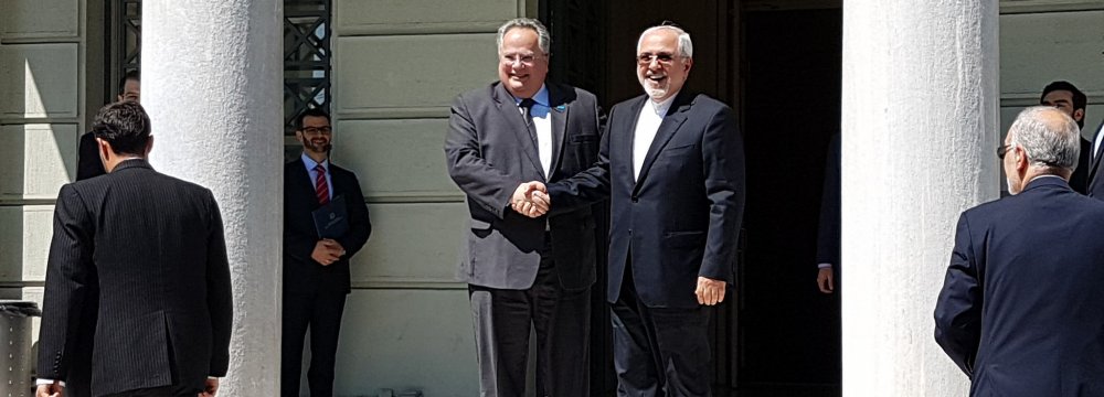 Zarif in Athens to Attends Anciant Civilizations Forum 