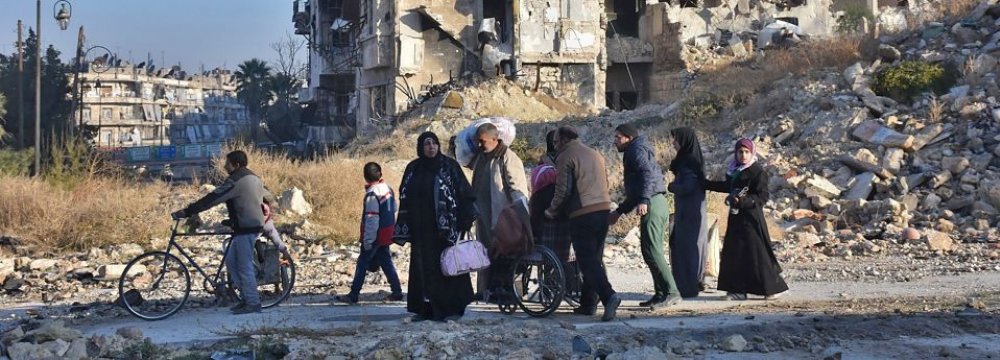 Civilians on the move in Aleppo
