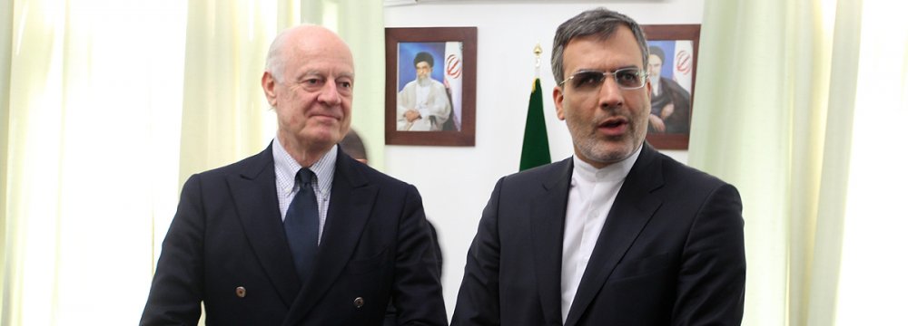 UN Envoy in Tehran to Discuss Syria  