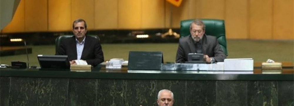 Zarif Briefs Majlis on JCPOA, Turkish Developments