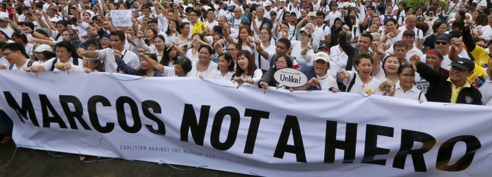 Filipinos Protest Hero’s Burial  for Dictator