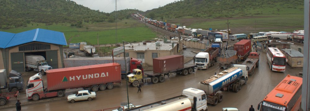 During the first three months of the current Iranian year (March 20-June 20) more than 7,600 trucks  exited Iran, only 48,200 of which were Iranian.
