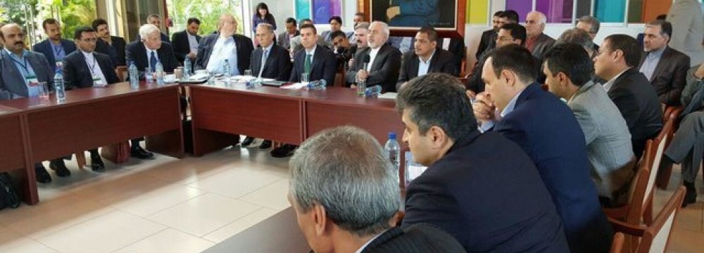 Foreign Minister Mohammed Javad Zarif attended a joint business forum in Managua on Tuesday.