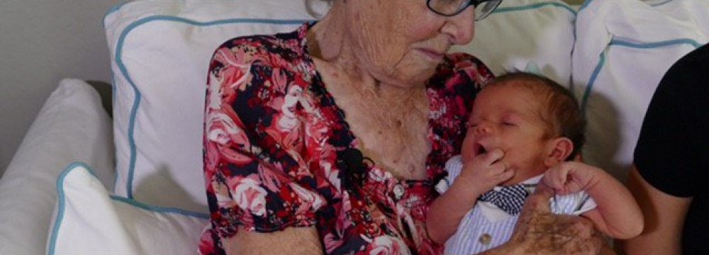 Grandma, Great Grandson Born 100 Years Apart