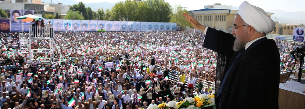 President Hassan Rouhani addressed  a public rally during a visit to the southwestern Kohgiluyeh-Boyer Ahmad Province on August 14.