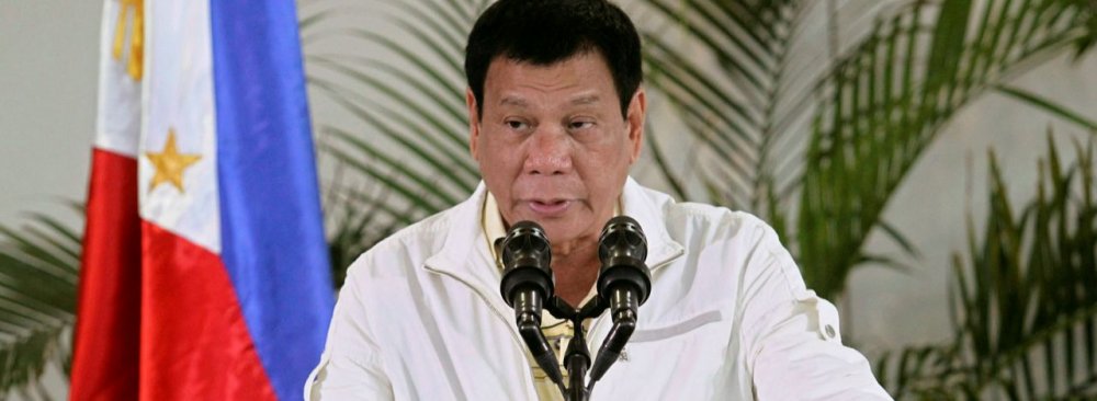 Philippines’ President Rodrigo Duterte delivers his pre-departure message before leaving for the ASEAN Summit in Laos in Davao city, Philippines, on Sept. 5. 