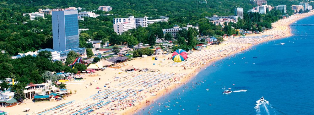 Aerial view of the seaside resort of Golden Sands in northern Bulgaria, where 60% of the total hotel capacity were occupied by Iranian holidaymakers.